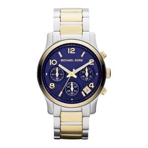 Michael Kors Runway Blue Dial Two Tone Watch